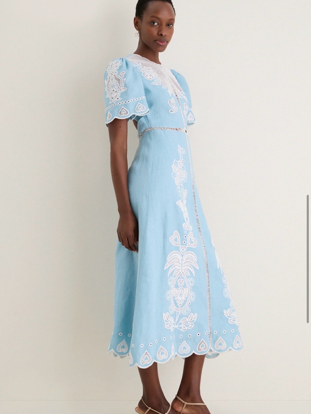 FARM Rio Light Blue Embroiderede Midi Dress - Picture 7 of 8